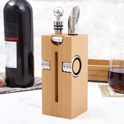 Kit De Vino 7 Piezas Con Soporte Sacacor